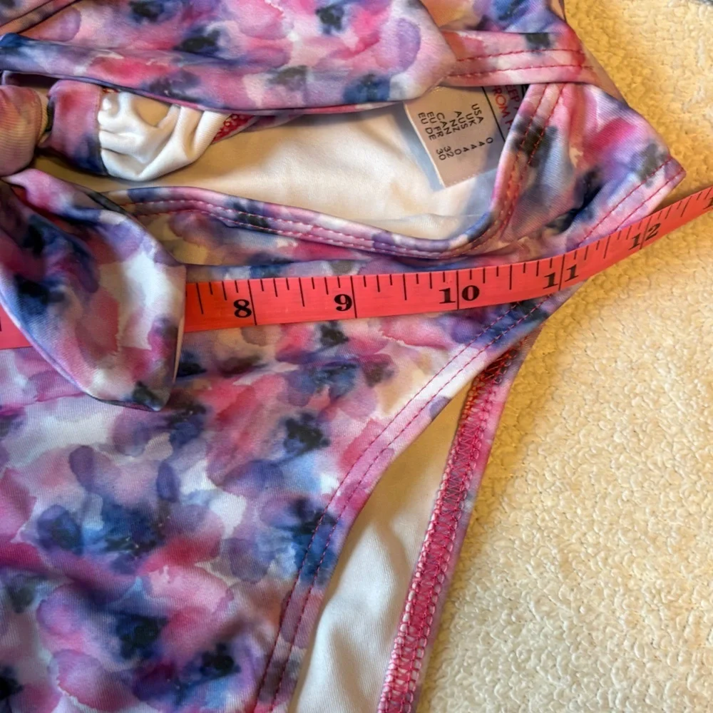 Nasty Gal NWT Floral Swimsuit, Tie Front. Purple Pink. Sz 0
